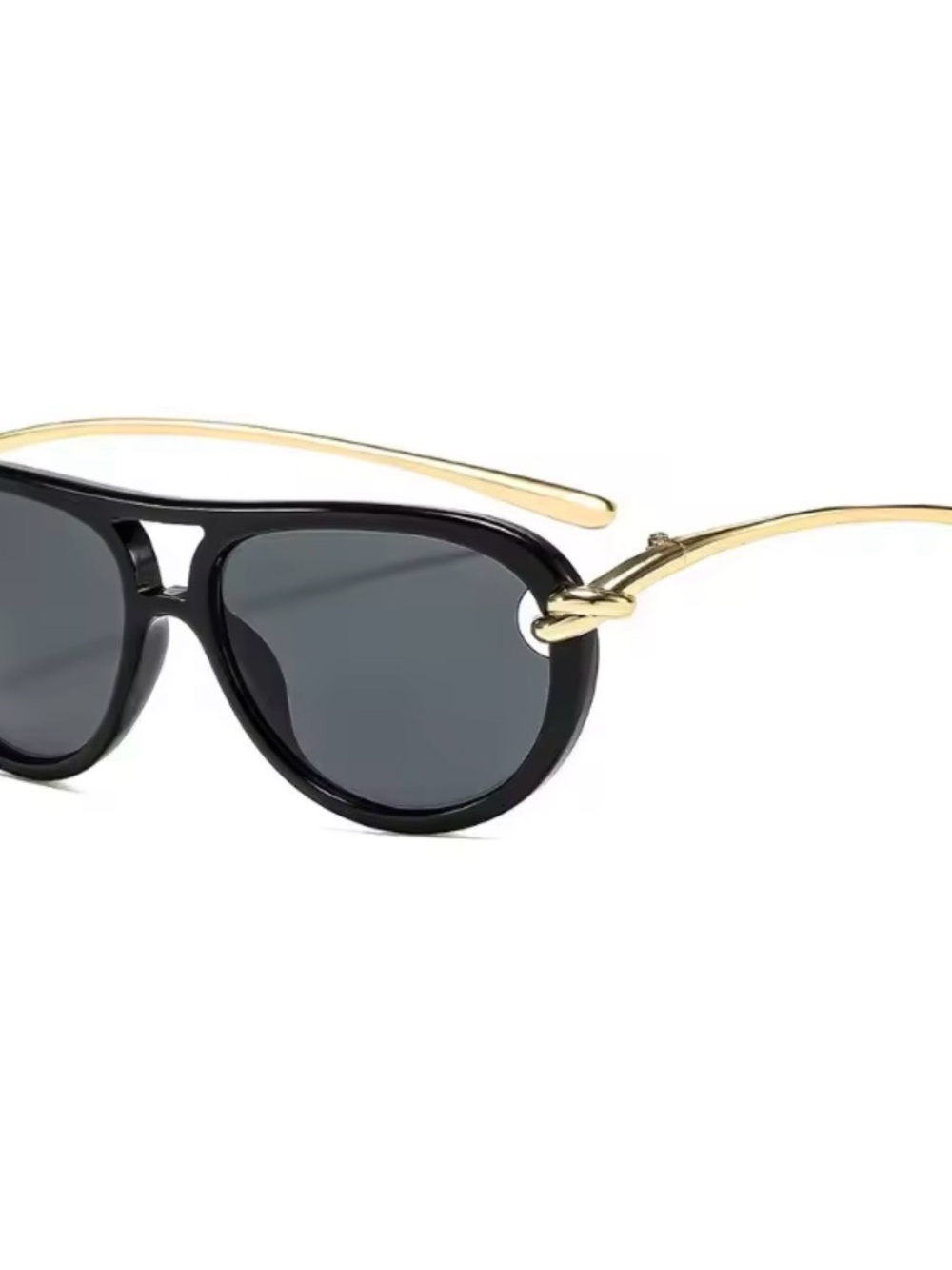 BOTTEGA VENETA STYLE Gold Aviator Sunglasses black grey dark KNOT rare - Picture 6 of 7